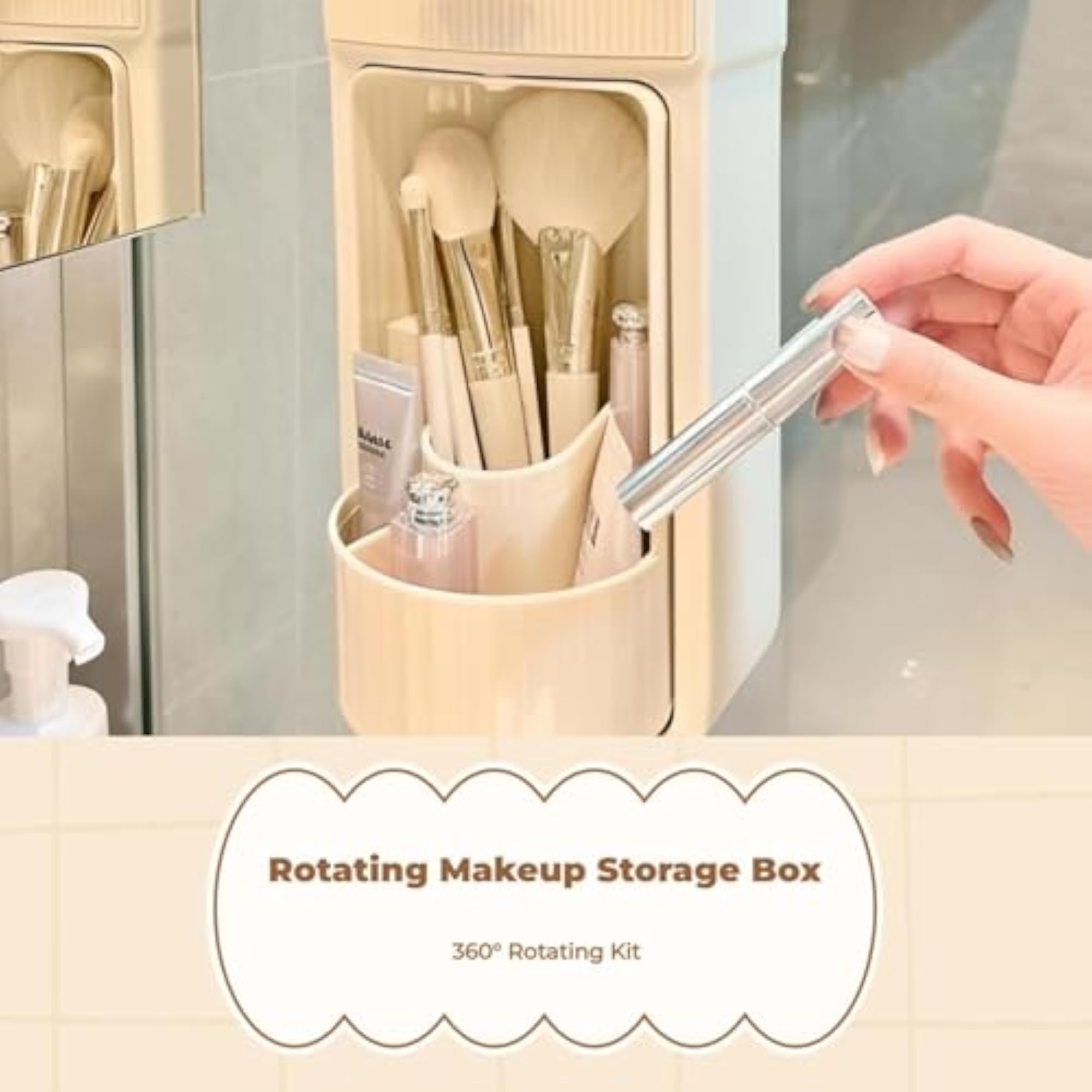 Makeup Brush Organizer, Rotating Holder for Bathroom